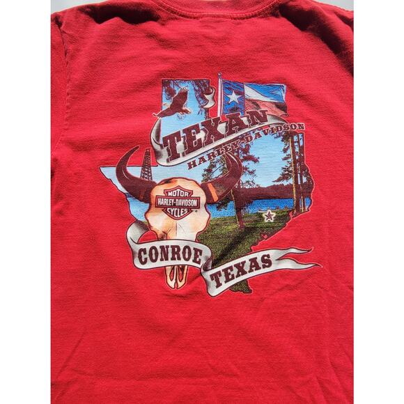 Harley Davidson Conroe Texas TX Red Cotton Short Sleeve T-shirt Size M - Picture 4 of 6
